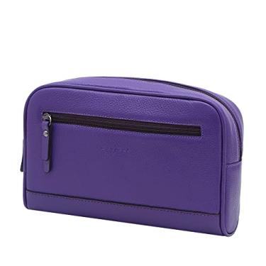 Imagem de Pochete Grande Feminina de Couro Bovino Legítimo Mariart Búzios (Blueberry)