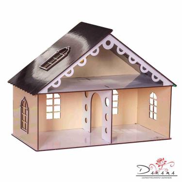 Imagem de Kit Casa Bonecas E 20 Moveis Para Decoração Lily Crem Darama