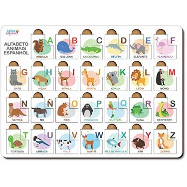 Imagem de Tabuleiro de Atividades Bilíngue Alfabeto Espanhol Madeira - Mega Impress
