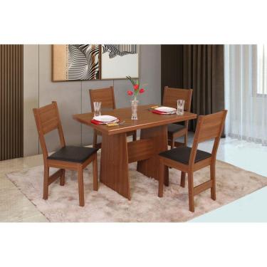 Imagem de Conjunto Sala de Jantar Mesa Retangular Destak com 4 Cadeiras Milena Marromlle/Bagum Preto