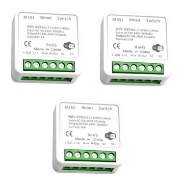 Imagem de Kit 3 Interruptor Inteligente Smart Mini Wifi 1 Canal 16A Tuya - Aners