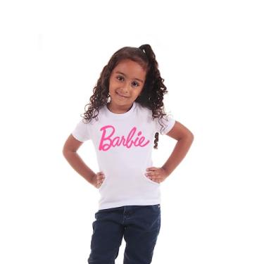Imagem de Camisetas Femininas Infantil Filha Blusinha Slim Rosa Filme BarbieCore Pink Boneca Tendencia (10, Branco)