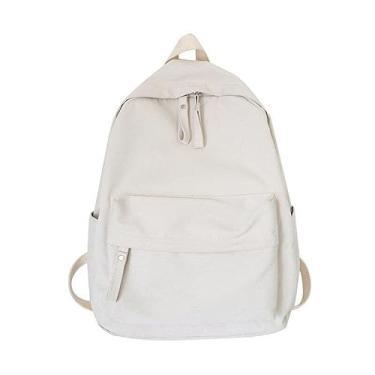 Imagem de Tempaka Mochila escolar sem impressão para escola secundária feminina versão coreana Harajuku mochila para estudante universitário de alta capacidade mochila ins wind branca