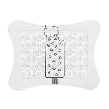 Imagem de Moldura de quebra-cabeça de sorvete com desenho de coração e picolés em preto