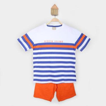Imagem de Conjunto Curto Infantil Milon Listrado Camiseta + Bermuda Menino