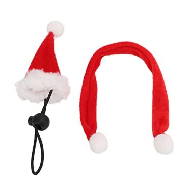 Imagem de Conjunto de lenço de chapéu de animal de estimação, roupa de Natal de réptil de flanela Banda elástica resistente para vestir e aquecer para lagarto para cobaias para hamsters