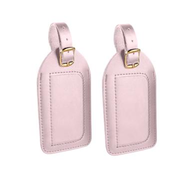 Imagem de Etiquetas de bagagem Travel Smart by Conair grandes de couro marrom – Pacote com 2