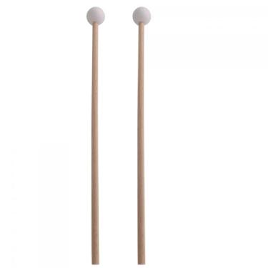Imagem de Generic 2 peças de madeira maletes percussão varas 15.55 ''cabeça de borracha marimba martelo, xilofone mallet para carrilhão palco sinos xilofone, branco