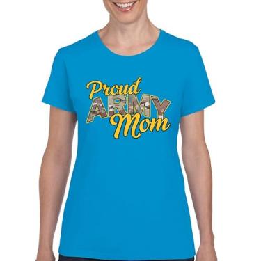 Imagem de Camiseta Proud Army Mom US Military Family Pride Veteran Patriotic Armed Forces Mother's Day Licenciada Feminina, Azul claro, M