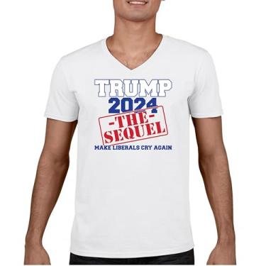 Imagem de Camiseta Trump 2024 The Sequel Gola V Make Liberals Cry Again MAGA President 47 FJB Let's Go Brandon Republican Tee, Branco, G