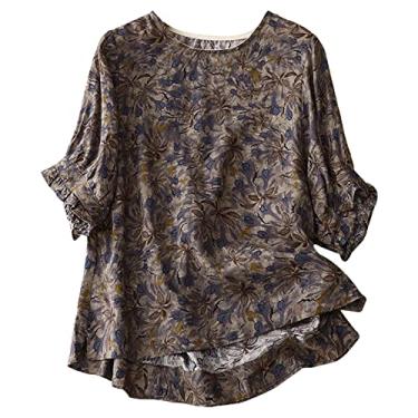 Imagem de Blusas femininas modernas estampadas para sair, plus size, manga curta, sexy, blusas de chiffon, camisas boêmias, túnica de festa, Roxa, XXG