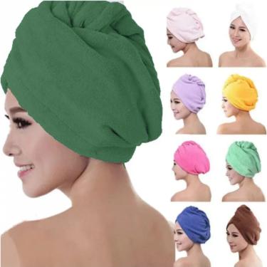 Imagem de Kit 12 Toalhas Grossa Mágica Para Cabelo Secar Rápido Touca Banho