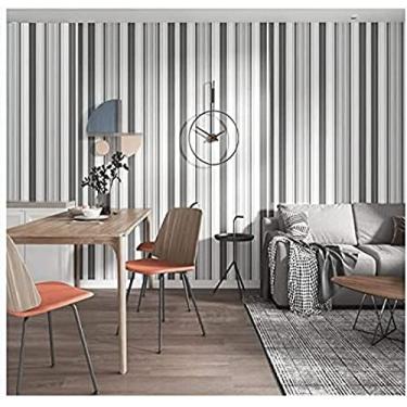 Imagem de Papel de parede Papel de parede autoadesivo listrado branco cinza, adesivos de decoração de parede de PVC modernos e simples, para renovação de gabinete de jantar de quarto de sala de estar,