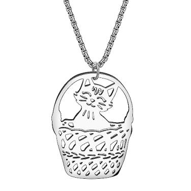 Imagem de DALANE Colar de aço inoxidável com pingente banhado a ouro 18 k Fahsion, para mulheres, meninas, gatos, presentes, Medium, Aço inoxidável, Sem Pedra Preciosa