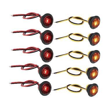 Imagem de A ABSOPRO Luz de marcação frontal traseira à prova d'água 9,5 cm redonda para caminhão, trailer, carro, trailer, van, caravana, barco, plástico, âmbar vermelho (conjunto com 10)