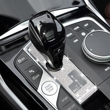 Imagem de ZSJO Acessórios de carro Bling Acabamento interior de console compatível com BMW 330 i 2020-2022/X3 2021-2022/430 2021-2022/X4 2022-2023/X5 2019-2023/X6 2020-2023 (botão de engrenagem Moldura)