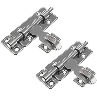 Imagem de LDEXIN 2 conjuntos de trava deslizante de segurança de porta de 10 cm, conjunto de fecho de parafuso de aço inoxidável espesso e resistente