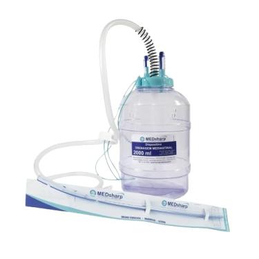 Imagem de Kit Mediastinal 2000 mL e Dreno de Tórax (Dreno de Tórax:Cardíaca 38 FR)