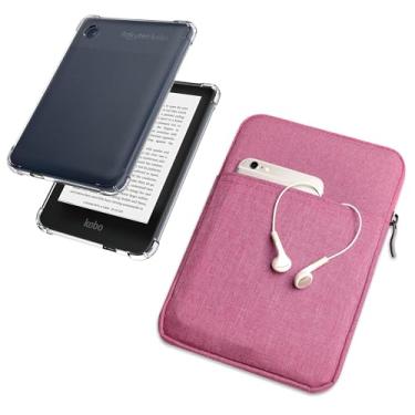Imagem de enoxboo Cague e Saco de Pano Transparente para 6 "Kobo Clara 2e 2022 Lançado/Clara Color/Clara BW 2024 Lançado, Ultra Slim Soft E Matte Transparent Capa TPU Case Clear, Model:N365 and N506