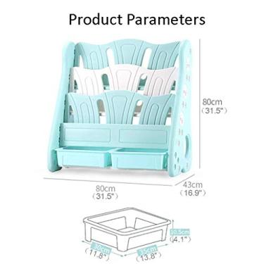 Imagem de Estante infantil estante para casa prateleira de exibição simples para berçário livro de fotos pintura livro prateleira de livro material ecológico 31,5 × 16,9 × 31,5 polegadas estante de livros (cor: caneca grande azul)