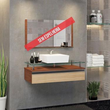 Imagem de Gabinete Banheiro 60cm Ametista Marrom/Freijo