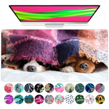 Imagem de Tapete de mesa grande para mouse pad francês Koko, Home Office School Cute Decor Extended Laptop grande protetor mata-borrão acessórios para computador bonito mouse pad feminino 78,7 x 38,1 cm (Pet Snuggle é real)