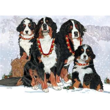 Imagem de Cartas de Natal Bernese Mountain Dog para toda a família: 10 Cartas de Feriado com Envelopes