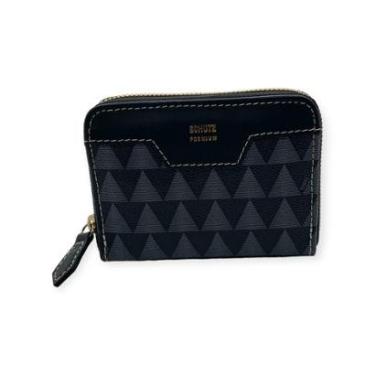 Imagem de Carteira Feminina Schutz Canvas Triangle Pequena Preto-Feminino
