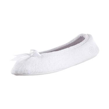 Imagem de isotoner Pantufa feminina Terry Ballerina, Listra branca, 5-6