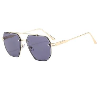 Imagem de JRLLFD Óculos de sol polarizados com armação de metal polígono, óculos de sol vintage feminino uv400 para dirigir e pescar, o melhor presente, c2, tamanho único