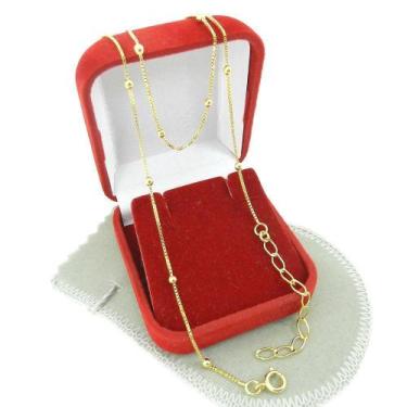 Imagem de Corrente Feminina 45/50cm 0.8mm Bolinha Folheada Ouro 18k CR815 - WNBI