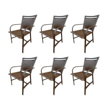 Imagem de Kit 6 Cadeiras Betta Em Alumínio Área Externa Preto - FRANFER