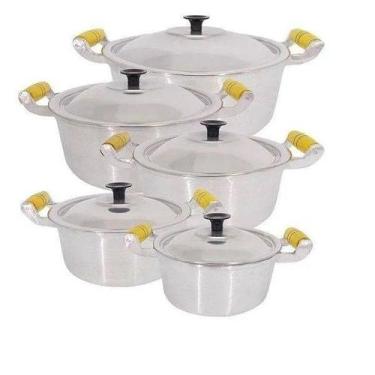 Imagem de Jogo De Panelas Grossas Alumínio Batido Fundido - 5 Peças - Shopmy