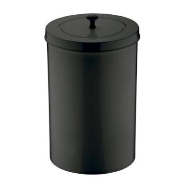 Imagem de Lixeira Cesto 8 Litros Preto Tampa Esconde Sacola Banheiro           R