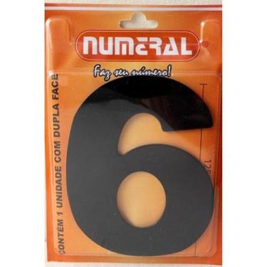Imagem de Algarismo 6 Numeral 125mm Preto 600-6 - Numeral Ind