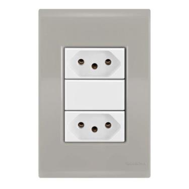 Imagem de 1 Tomada 10A + 1 Tomada 20A - Tramontina Liz Fendi / Branco