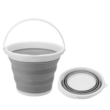Imagem de balde drobavel retratil 10lt silicone multi uso com alça flexivel prat