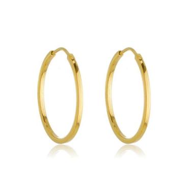 Imagem de Par De Brincos Argola Redonda 1º 2º Furo 13mm Ouro 18k 750 - Thile Jói