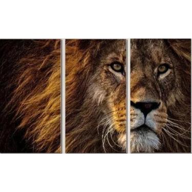 Imagem de Quadro Decorativo Sala Quarto Mosaico Leão 120x60 3 Peças - NEYRAD