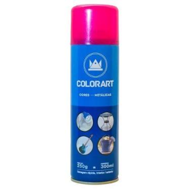 Imagem de Tinta Spray Colorart Metálica Cor Rosa Uso Geral Secagem Rápida Interi