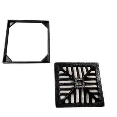 Imagem de Ralo Grelha aluminio Captação Esgoto Escoamento 15x15cm preto - Fundit