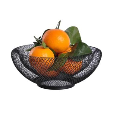 Imagem de IBWell Cesta de armazenamento de frutas de arame de metal para cozinha, suporte grande de frutas de malha preta, para maçã, abacaxi, banana, laranja, limão, pera, morango, melancia (preto, pequeno)
