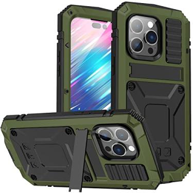 Imagem de Simicoo Capa de silicone para iPhone 14 Plus de metal para iPhone 14 Plus com suporte protetor de tela integrado Gorilla Glass híbrido militar à prova de choque, resistente, resistente, capa completa