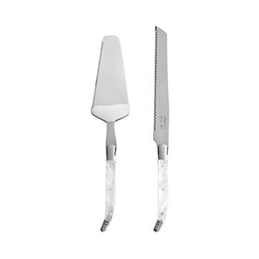 Imagem de French Home Conjunto de 2 facas e servidor de bolo Laguiole – Conjunto luxuoso de cortador e servidor de bolo de aço inoxidável – Conjunto de facas e servidor de bolo para festas, jantar em casa ou