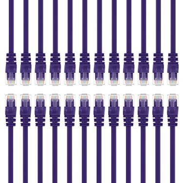 Imagem de GearIT Pacote com 24 cabos Ethernet Cat5e 1,5 m – Cabo de rede LAN para computador RJ45 Snagless, roxo – Compatível com interruptor de 24 portas POE montagem em rack 24 portas Gigabit