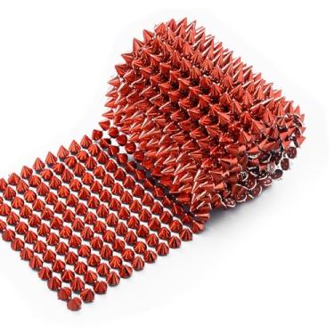 Imagem de Jerler Costura costurada em pontas para decoração de artes e artesanato, rebites de malha, contas, acabamento em cone punk rock com parte traseira plana para jaqueta, roupas, sapatos e apresentações