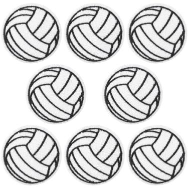 Imagem de Isslly 8 peças de remendos bordados de vôlei, branco, preto, voleibol, jeans, mochila, chapéus, acessórios DIY - 5 cm