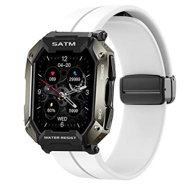 Imagem de Pulseira de relógio AMAZTIM C20, pulseira de silicone macio Lamshaw com fivela magnética esportiva de substituição compatível com Kospet Tank M1 Pro/AMAZTIM C20 1,7 polegadas relógio inteligente esportivo militar/Slothcloud C20/relógio inteligente militar C20/iTouch Air 3 40 mm/i-TOUCH SPORT 3 Smart