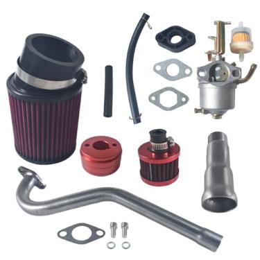 Imagem de VCUJSUC Carburador atualizado 58 mm adaptador de filtro de ar tubo de escape encabeçamento fase 2 kit para Coleman CT100U CC100X para Predator 79cc 98cc 3.0hp Mini Bike Go Kart Motor Motor Performance