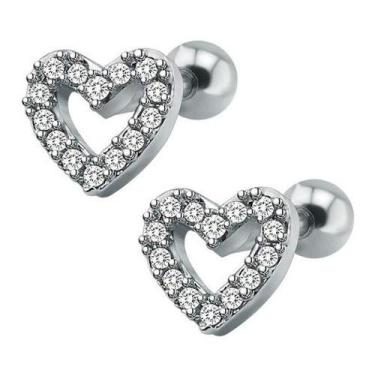 Imagem de 2 Piercing Tragus Cartilagem Coração Zirconia 6mm - Par - NoBrand, Pra